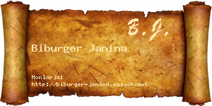 Biburger Janina névjegykártya